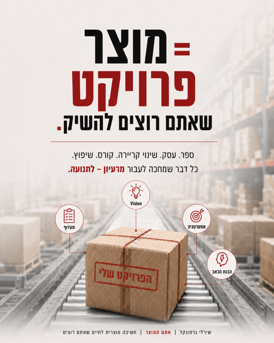 מוצר = פרויקט שאתם רוצים להשיק.