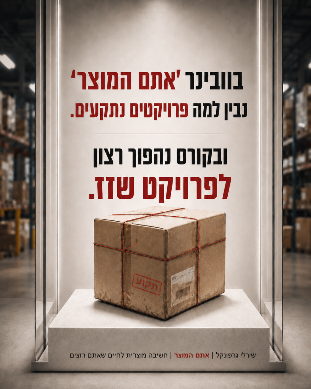 בוובינר 'אתם המוצר' נבין למה פרויקטים נתקעים ובקורס נהפוך רצון לפרויקט שזז.